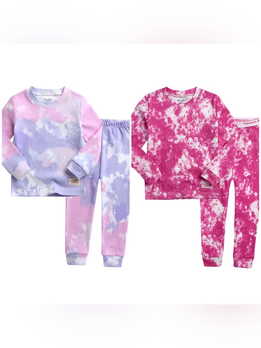 Vaenait Baby Kids Pajamas Sets Sz 8Y 130L  Hot Pink & Light Pink/Purple Tie Dye